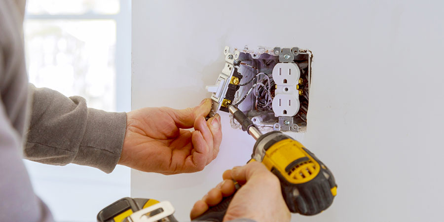 Work on installing electrical outlets.